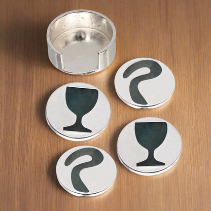 Set of 4 Round Coasters With Container Box